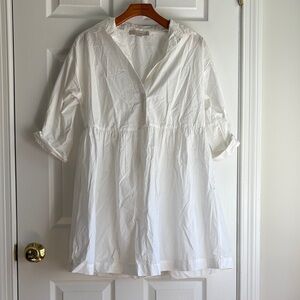White Lightweight Button-Front shirt Dress